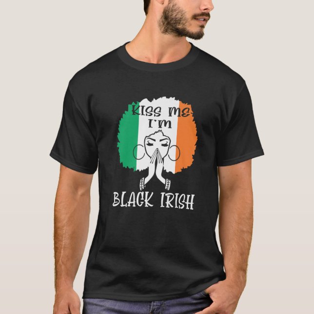 Camiseta Bésame soy negro irlandés de St Patricks Day Black (Anverso)