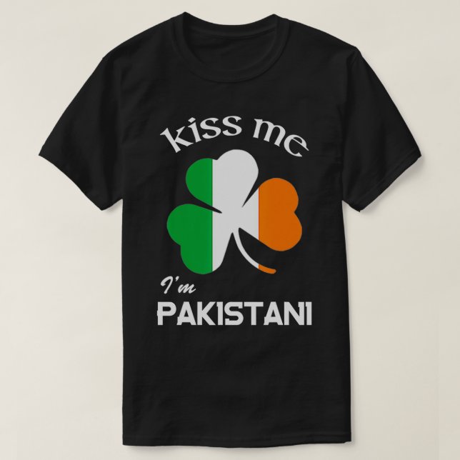 Camiseta Bésame Soy Pakistaní Trébol de la suerte Pakistán (Diseño del anverso)