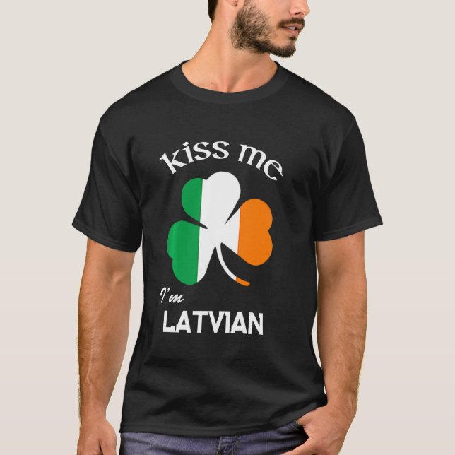 Camiseta Bésame soy Shamrock letón Letonia St Patrick's D (Anverso)