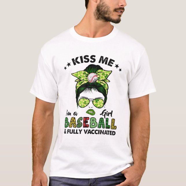 Camiseta Bésame Soy un Chica de béisbol irlandés Shamrock S (Anverso)