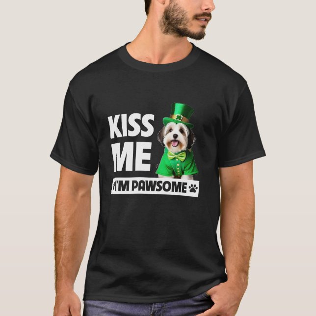 Camiseta Bésame soy un hawsome Havanese St Patricks Day Gre (Anverso)