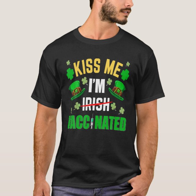 Camiseta Bésame Soy un irlandés vacunado Leprechaun Gorra S (Anverso)