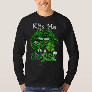 Camiseta Bésame Soy Una Enfermera Leopardo Lips Shamrock St