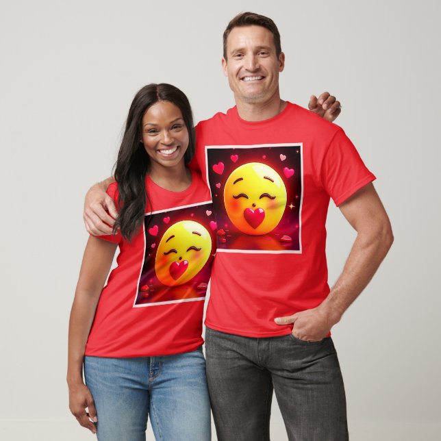 Camiseta Besando Emoji de corazones onando (Unisexo)