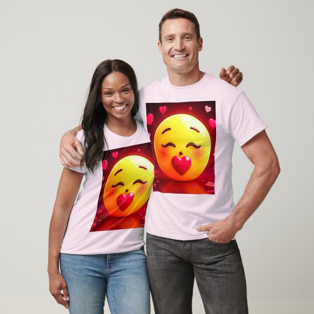 Camiseta Besando Emoji de corazones onando (Unisexo)