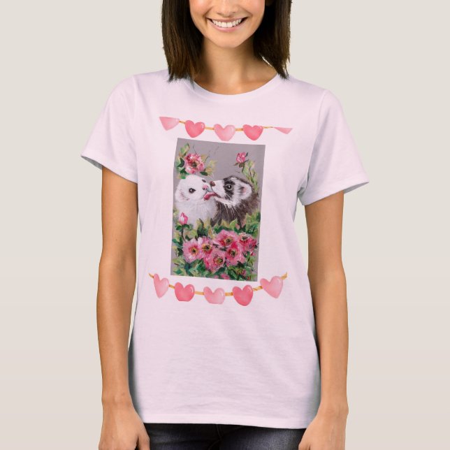 Camiseta Besando hurones AMOR/Camiseta de San Valentín (Anverso)