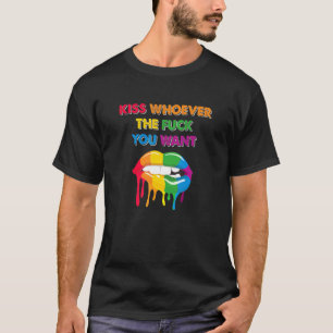 Camiseta Besar a quien quieras - LGBT Rainbow Lips Pride Fl