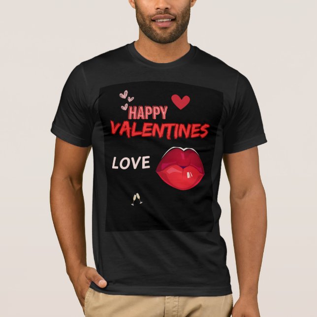 Camiseta Besar los labios rojos - Feliz San Valentín-besar  (Anverso)
