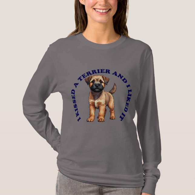 Camiseta Besé a un cachorro de Border Terrier (Anverso)