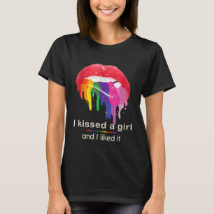 Camiseta Besé a un chica y me gustó Bi Pride Lips lesbi