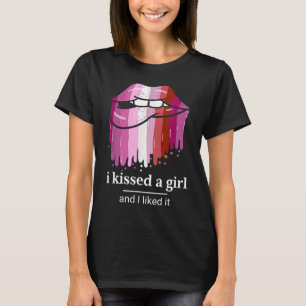 Camiseta Besé a un chica y me gustó Bi Pride Lips lesbi