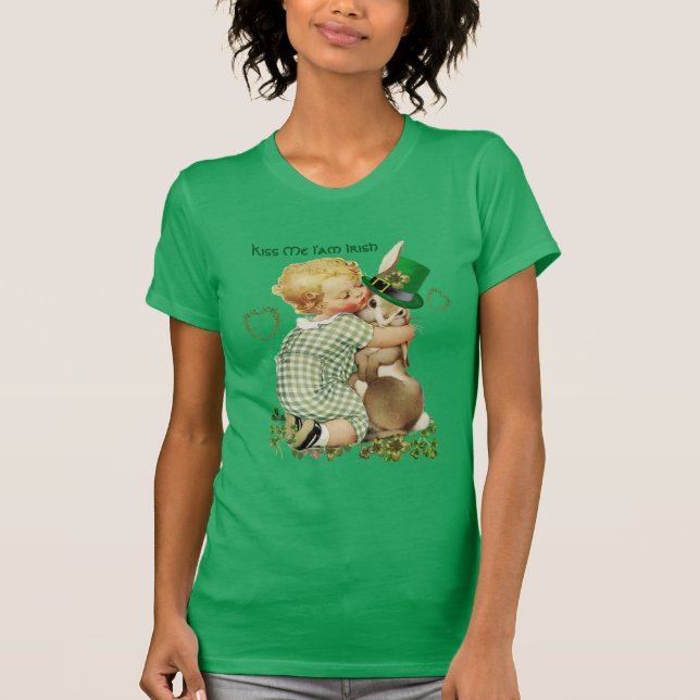 CAMISETA BESE, SOY IRLANDÉS/BEBÉ, RABBBIT CON GORRA DE LEPR (Anverso)
