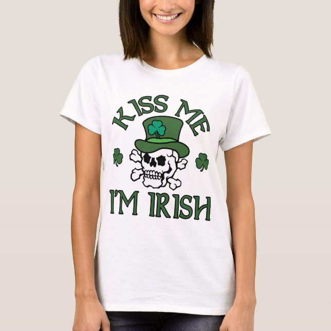 Camiseta Béseme que soy cráneo irlandés (Anverso)