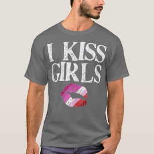 Camiseta Beso a Chicas Orgullo Lesbiano Levanta Bandera Gay