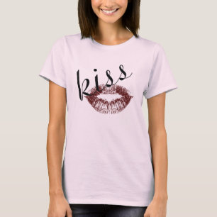 Camiseta Beso de la flor rosada roja