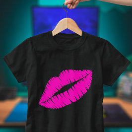 Camiseta Beso de lápiz labial suave de los labios rosados c