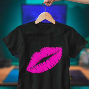 Camiseta Beso de lápiz labial suave de los labios rosados c