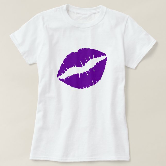 Camiseta Beso de pintalabios morados (Diseño del anverso)