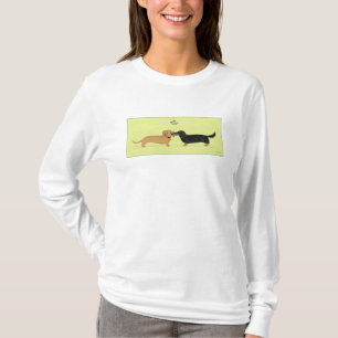 Camiseta Beso del muérdago del Dachshund - navidad del