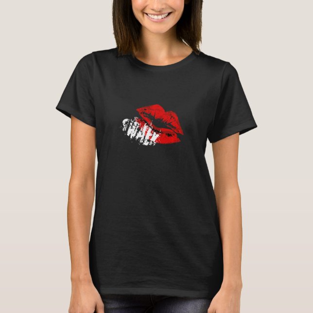 Camiseta Beso gótico SWALK querido rojo con lápiz labial (Anverso)