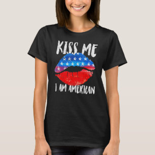 Camiseta Beso Mee Im Bandera Estadounidense Levanta 4 De Ju