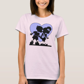 Camiseta Beso Retro Dibujo Animado Niño y Niña