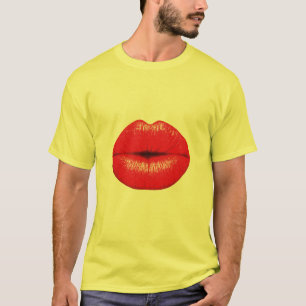 Camiseta Beso rojo del arte pop del lápiz labial de los