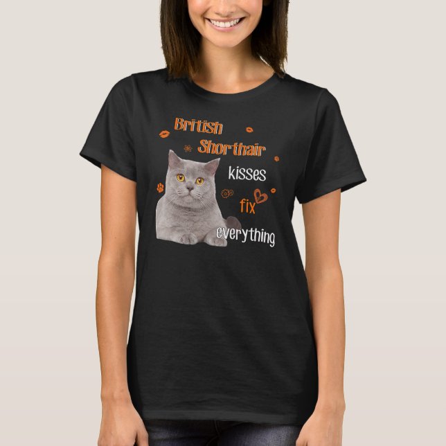 Camiseta Besos británicos de gatos de Shorthair arreglan to (Anverso)