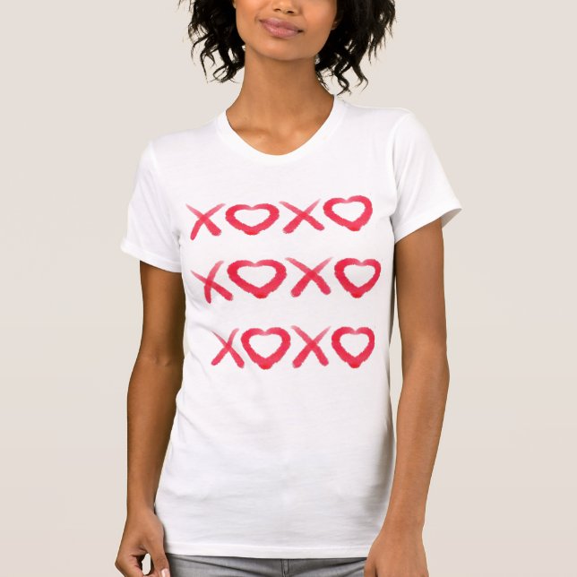 Camiseta Besos de amor divertidos y afligidos de XOXO (Anverso)