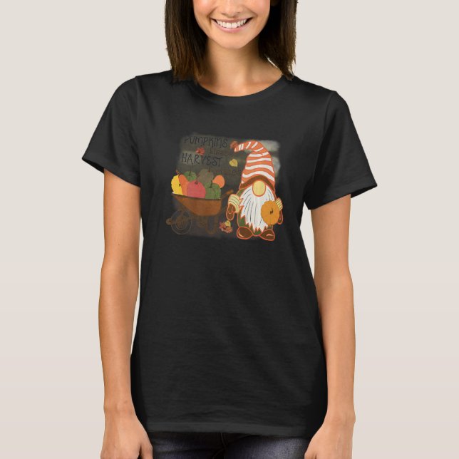 Camiseta Besos de calabaza cosecha Deseos De Caer Gnome Paj (Anverso)