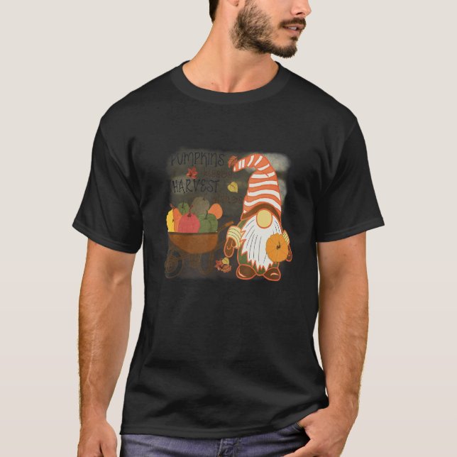 Camiseta Besos de calabaza cosecha Deseos De Caer Gnome Paj (Anverso)
