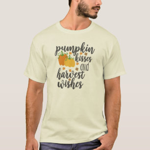 Camiseta Besos de Calabaza Deseos de Otoño Lindo Halloween 