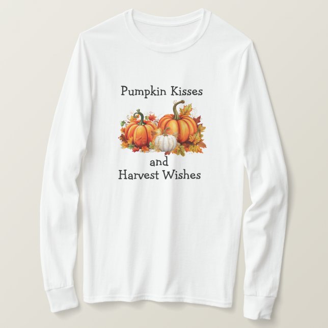 Camiseta Besos de calabaza y deseos de cosecha (Anverso del diseño)