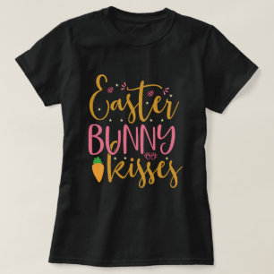 Camiseta Besos de conejito de Pascua, negro de las fiestas 