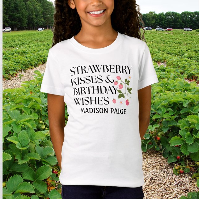 Camiseta Besos de Fresa Cumpleaños Deseos Rosa (Subido por el creador)