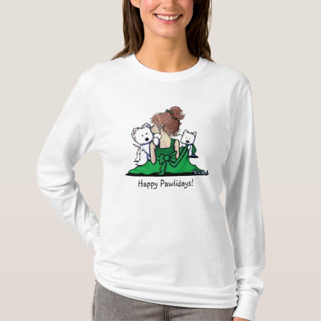 Camiseta Besos de Navidades kiniArt Westie (Anverso)