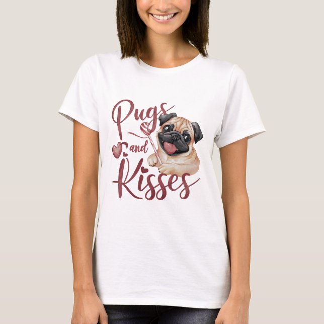 Camiseta Besos de perro .Pugs & Kisses Watercolor Tee (Anverso)