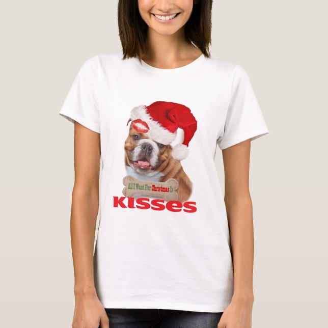 Camiseta Besos ingleses del bulldog para la ropa del (Anverso)