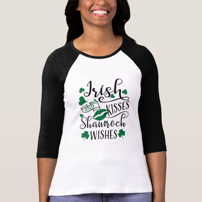 Camiseta Besos irlandeses y deseos de Shamrock (Anverso)