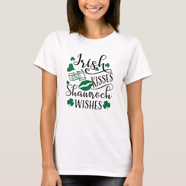 Camiseta Besos irlandeses y deseos de Shamrock (Anverso)