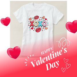 Camiseta Besos y corazones XOXO en blanco