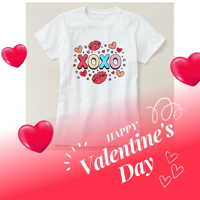 Camiseta Besos y corazones XOXO en blanco (Subido por el creador)