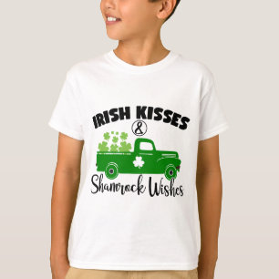 Camiseta Besos y deseos de Shamrock irlandeses