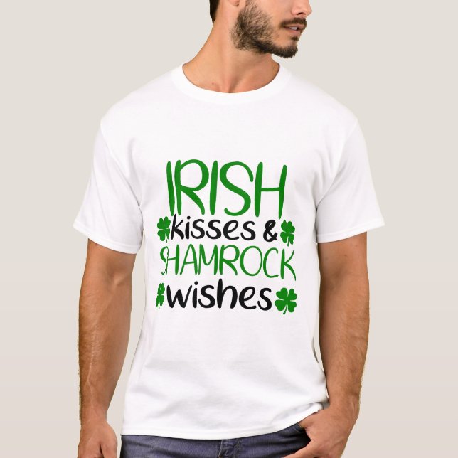 Camiseta Besos y deseos de Shamrock irlandeses (Anverso)