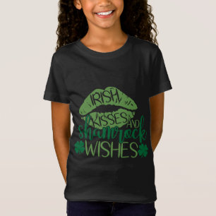 Camiseta Besos y deseos de Shamrock irlandeses