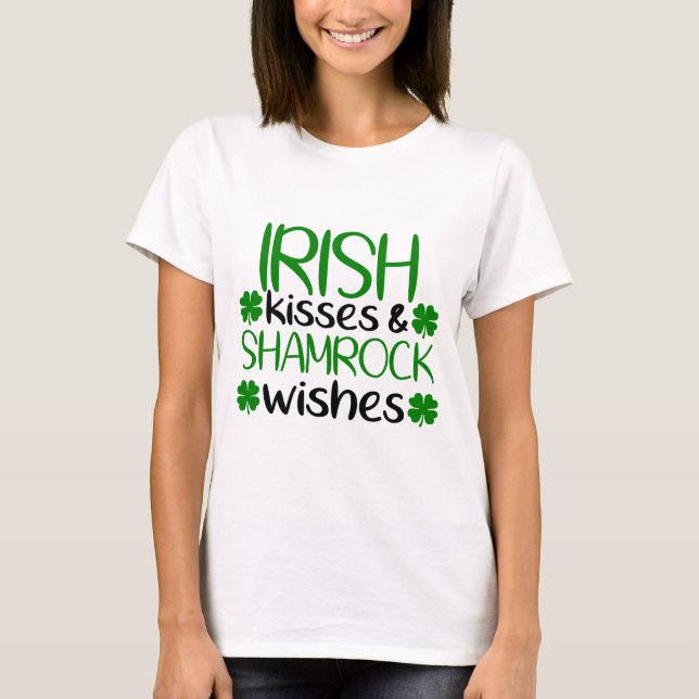 Camiseta Besos y deseos de Shamrock irlandeses (Anverso)