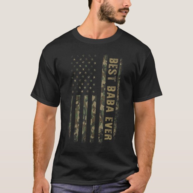 Camiseta Best Baba Ever Camouflage American Flag Father s D (Anverso)