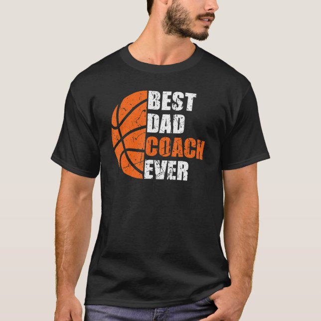 Camiseta Best Basketball Dad Coach Ever Fathers Day Retro B (Anverso)
