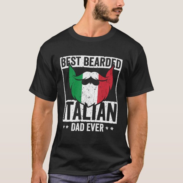 Camiseta Best Bearded Italian Dad Ever Italian Roots Flag H (Anverso)