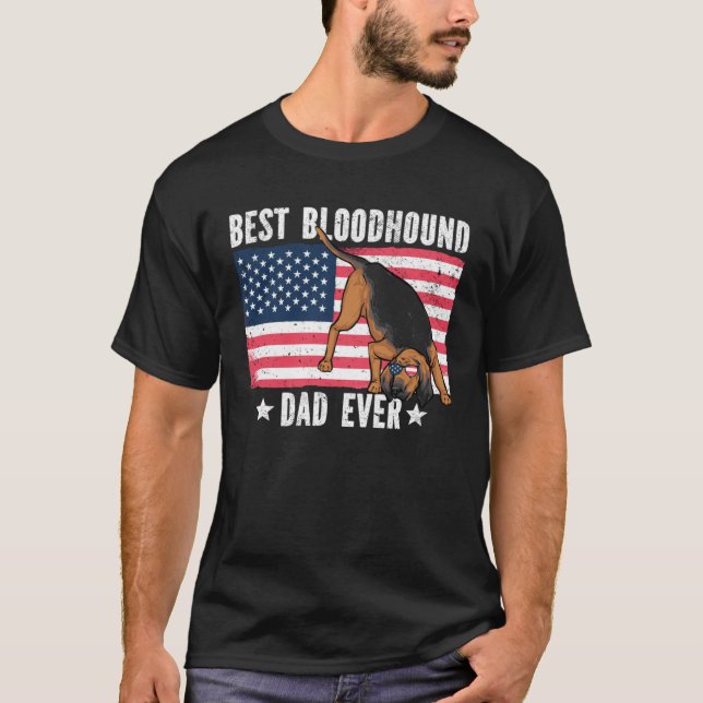 Camiseta Best Bloodhound Dad Ever American Flag (Anverso)